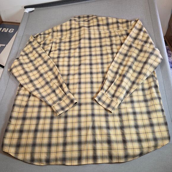 Cutter & Buck Men’s 4XT Yellow Black Plaid Flannel Button Shirt - Picture 2 of 11